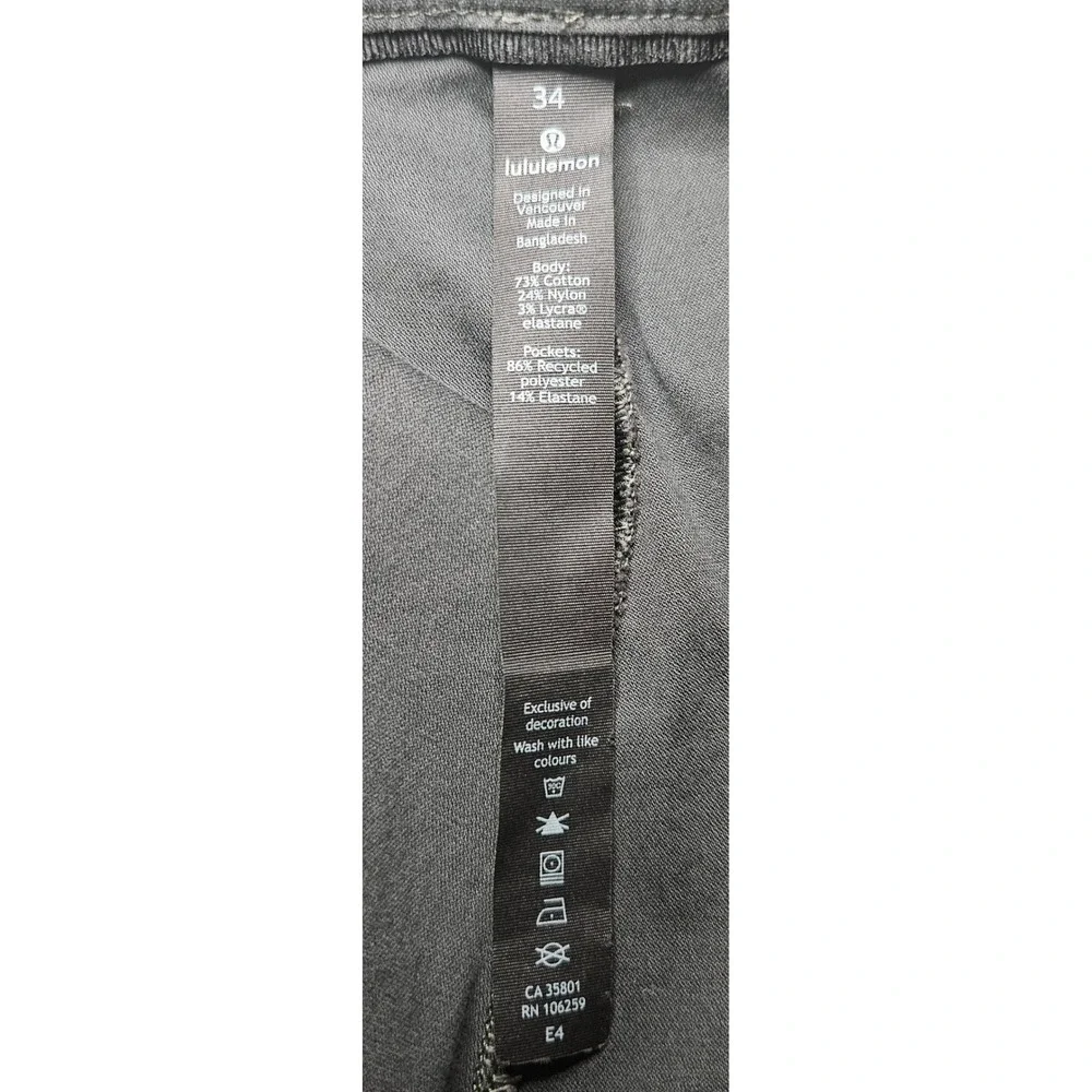 Lululemon Mens Commission Pant Classic Dk Grey 34x32.5 Warpstreme Chino Stretch